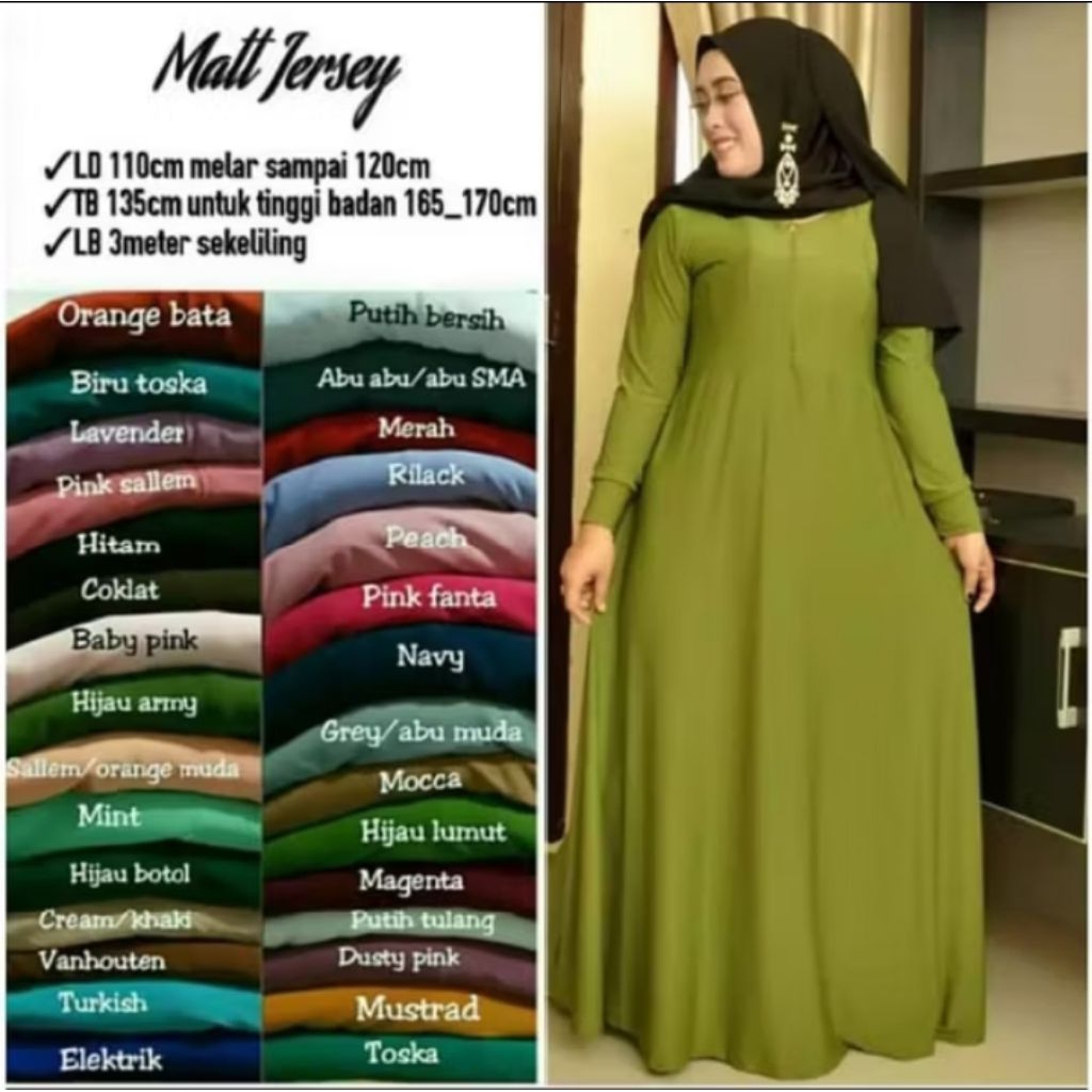[FLASH-SHALE] GROSIR Gamis Jersey Polos Hitam MAYUNG Super Tebal