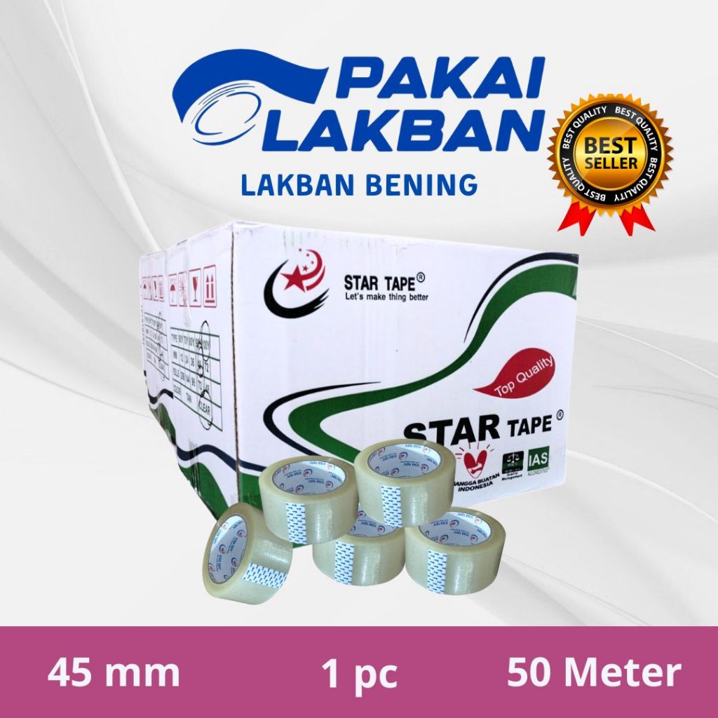 

PAKAILAKBAN Lakban Bening 45 MM x 50 Meter 1 PC Jamin Full LENGKET dan Tidak Mudah Putus