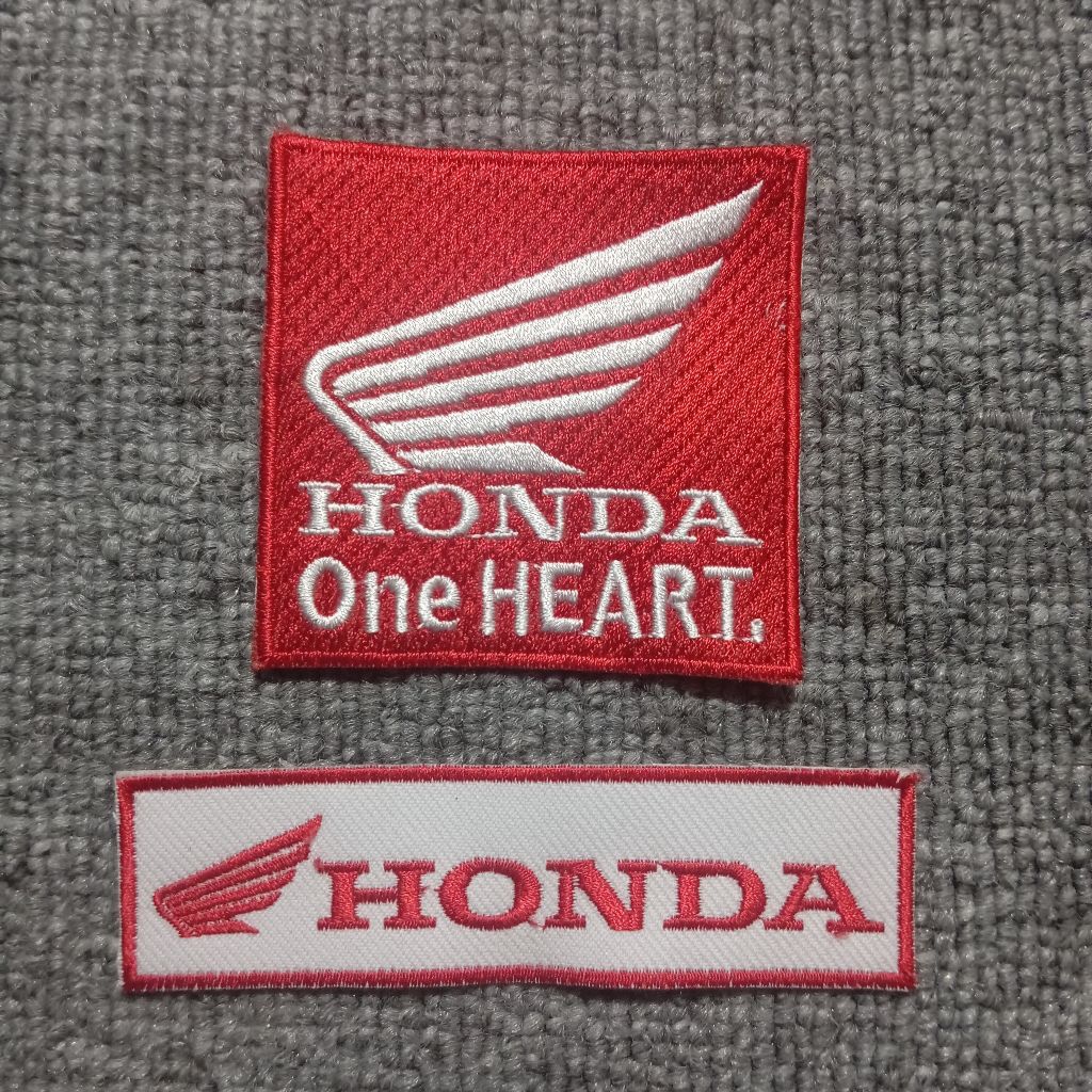 Emblem Bordir Honda One Heart, badge Honda, logo Honda, path Honda