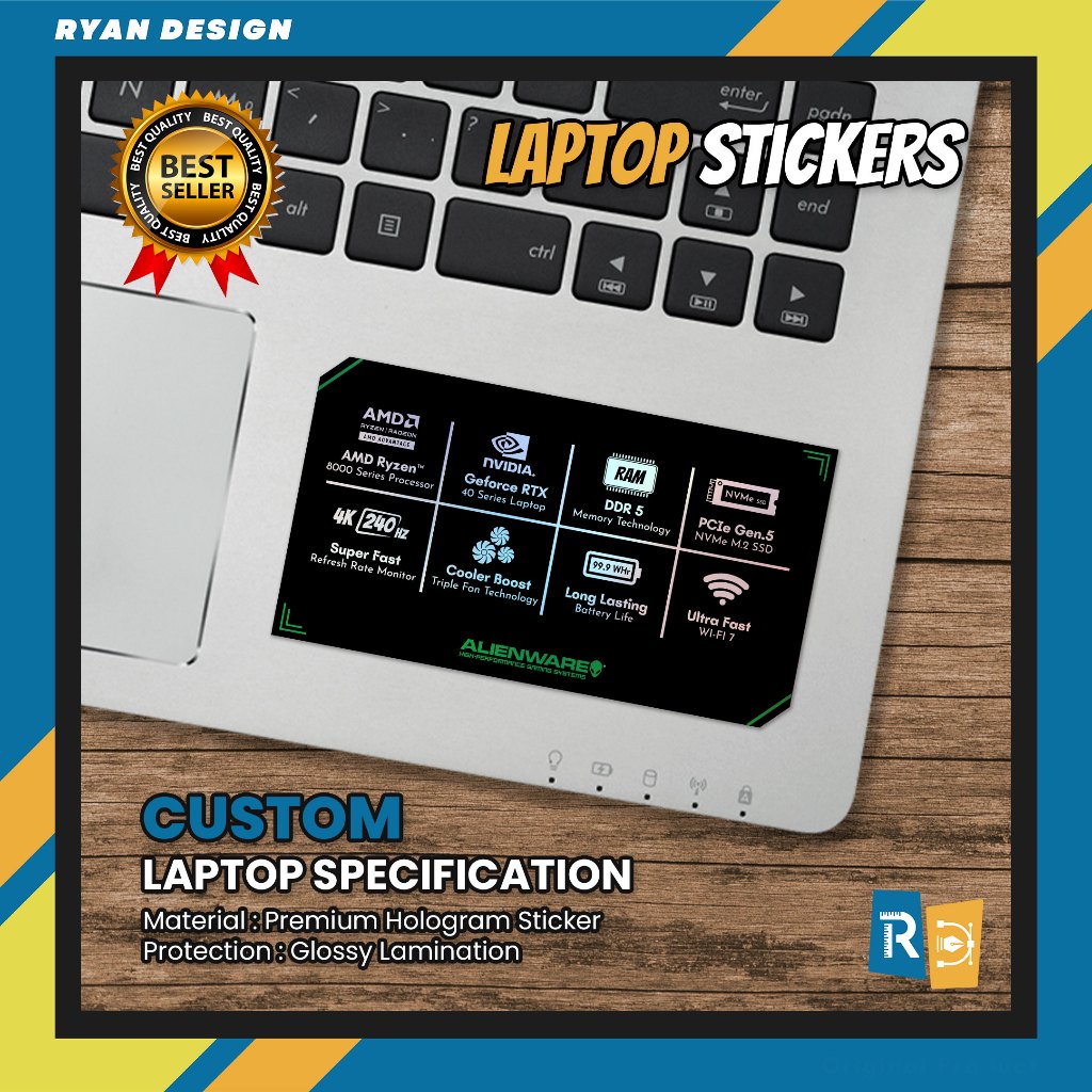 Stiker Logo Laptop Stiker Spesifikasi Fitur Laptop Stiker Nvidia RTX GTX Intel Amd (Model 006)