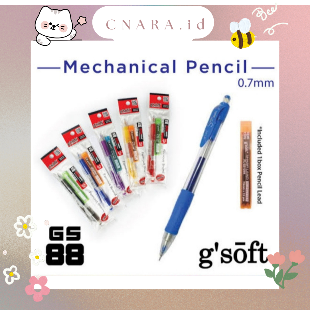 

G'SOFT MECHANICAL PENCIL SET GS-88 / Pensil Mekanik FREE Box Isi Pensil (0.7MM) [COLOUR RANDOM]
