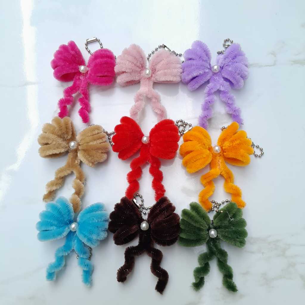 Keychain Pita Kawat Bulu | Gantungan Kunci Pita Kawat Bulu | Hadiah | Souvenir