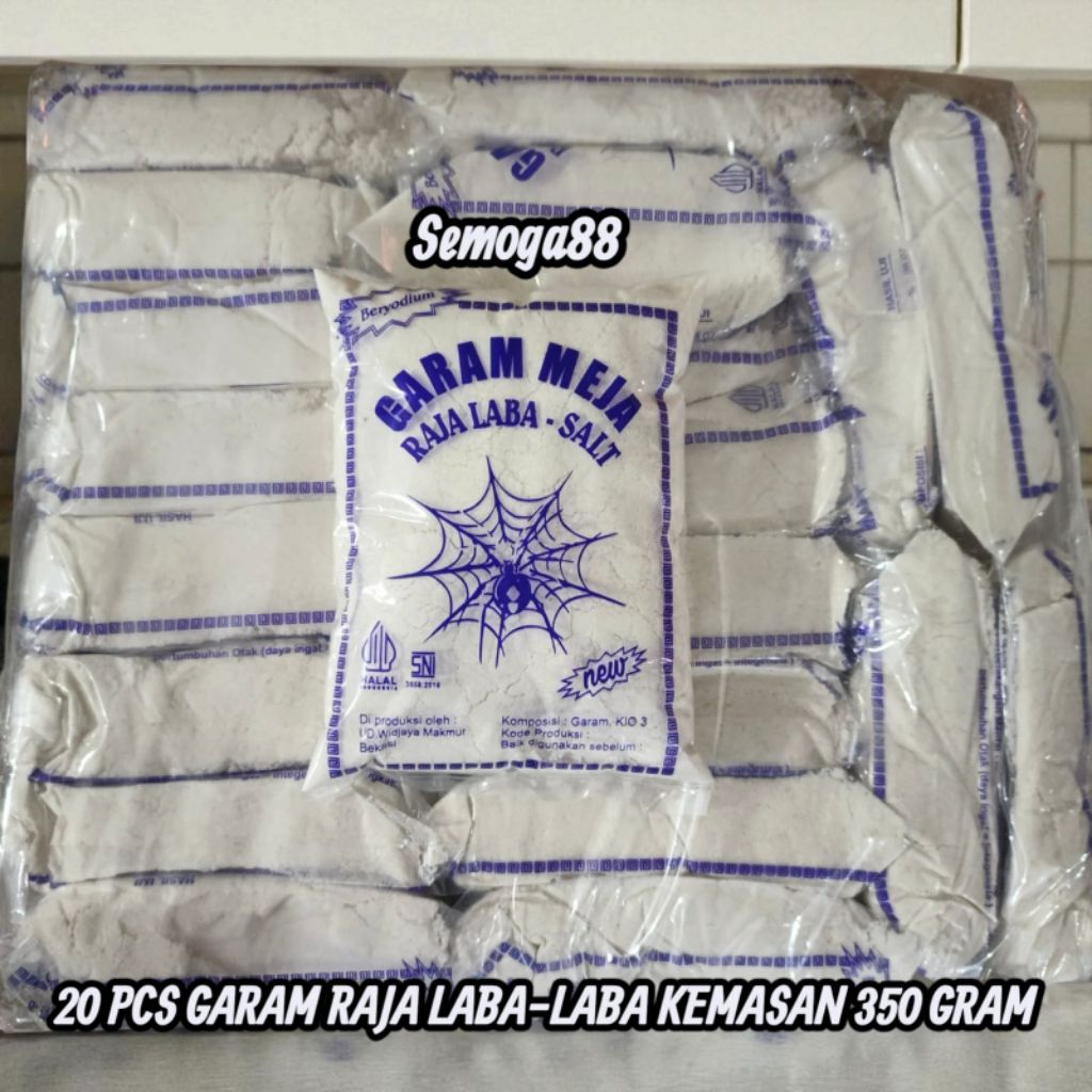 

20 PCS GARAM DAPUR HALUS CAP RAJA LABA KEMASAN 350 GRAM / GARAM BERYODIUM / GARAM / GAREM