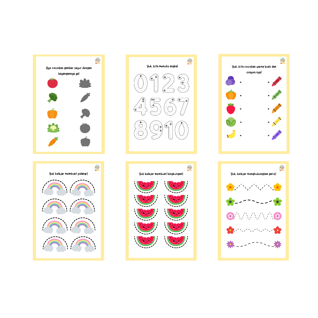 

WORKSHEET ANAK PAUD - BUKU AKTIFITAS PERTAMA UNTUK BELAJAR MENULIS BERHITUNG