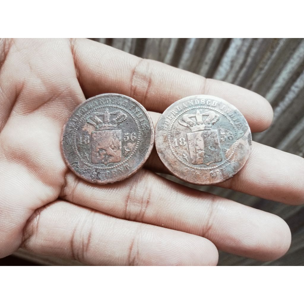 koin nederland indie 21/2 cent tahun langka 1856 1 keping