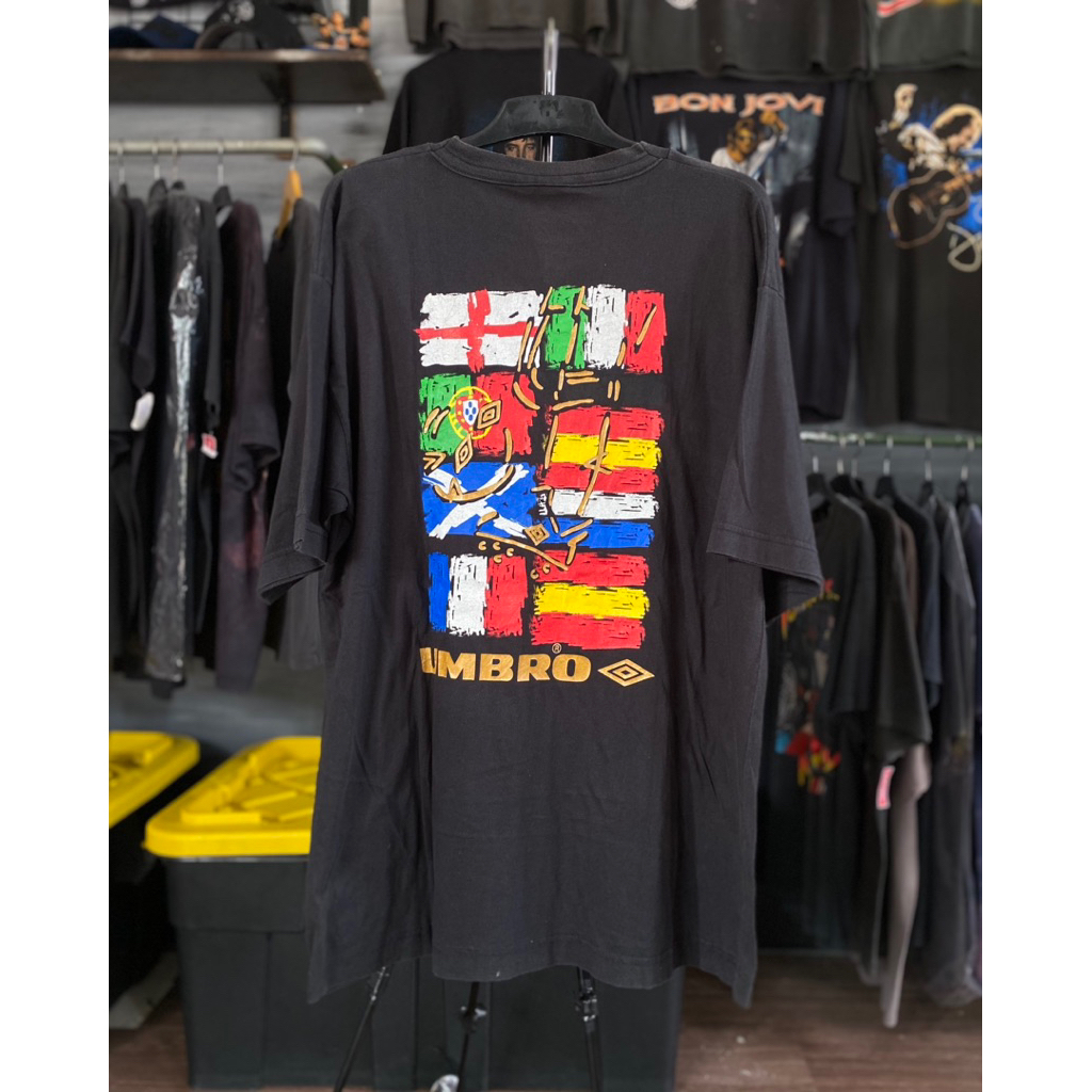 Kaos Vintage Umbro Euro 1996 Bendera Inggris Portugal italia Spanyo Prancis Sepak Bola Football Seco
