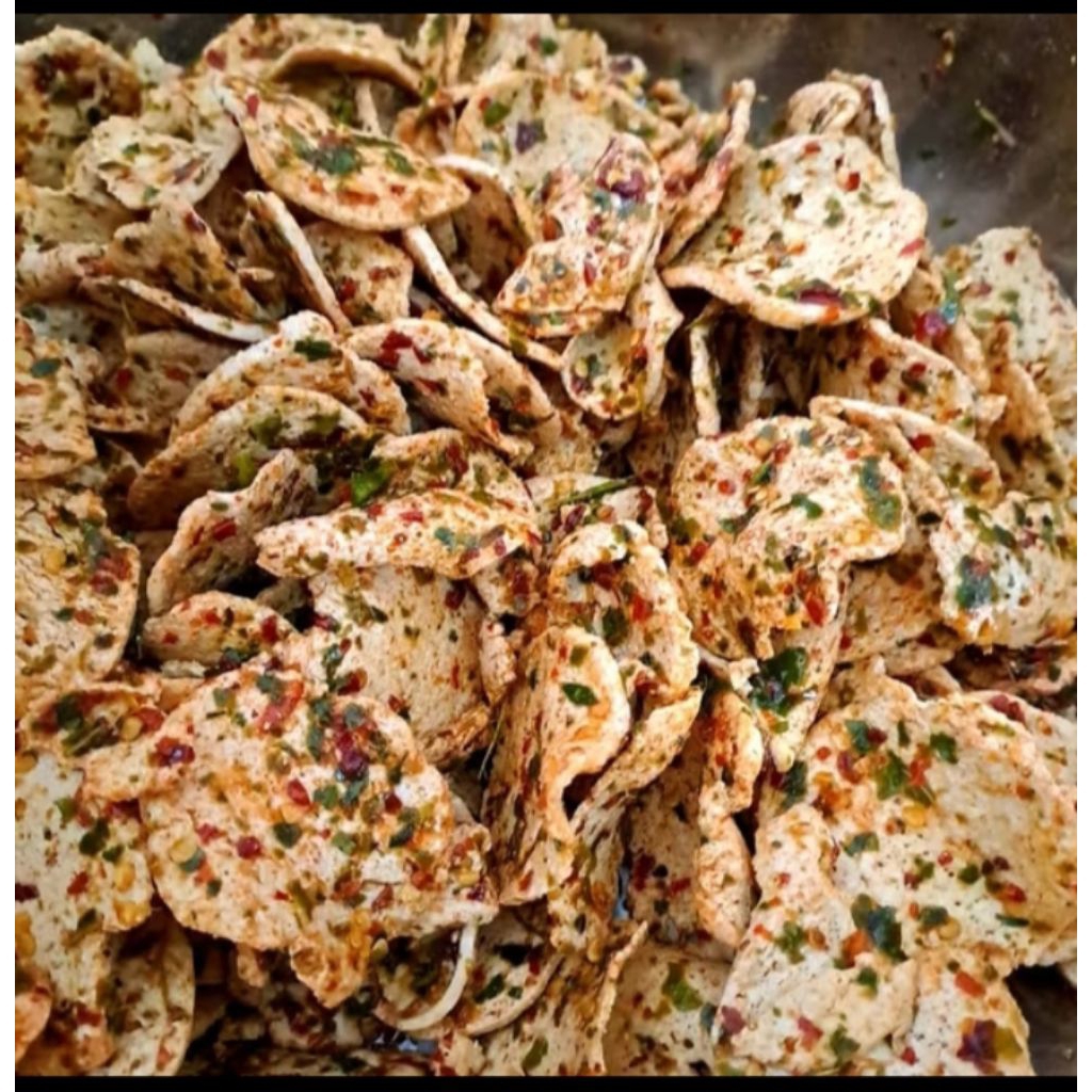 

Basreng Pipih Premium Daun jeruk 1KG Pedas.Asin Manis