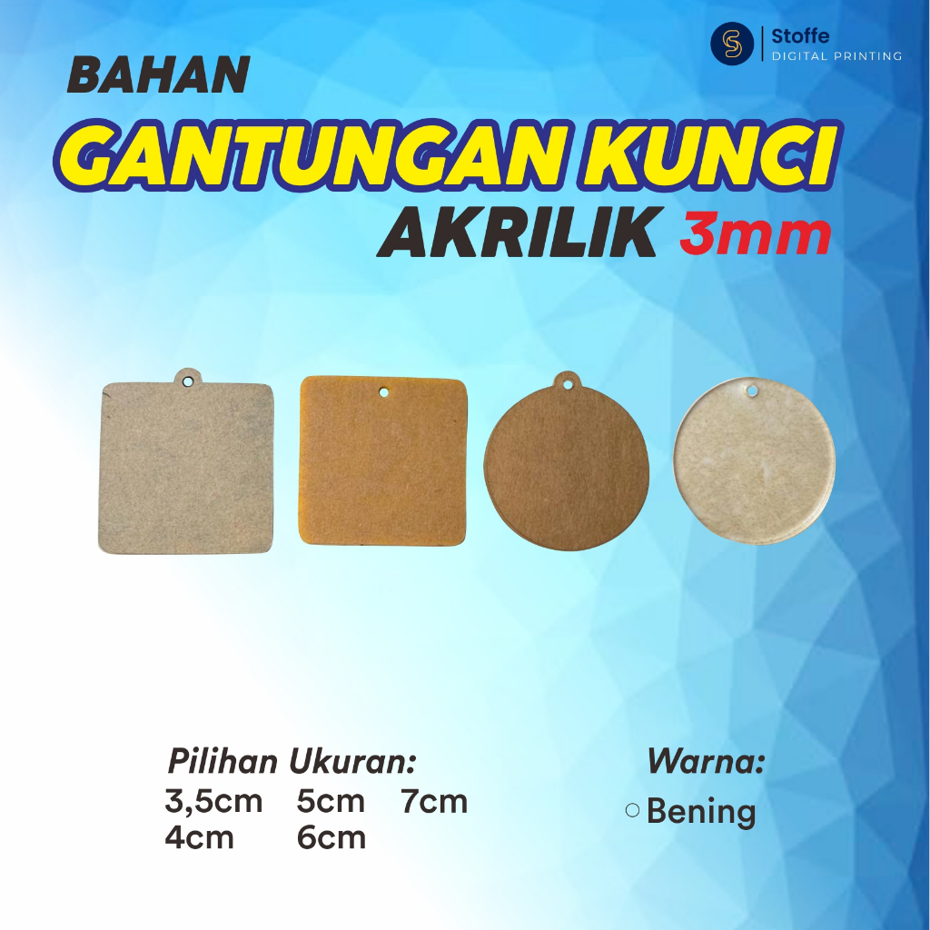 Bahan Gantungan Kunci Akrilik 3mm / Bahan Ganci Akrilik 3mm /  Bahan Ganci Akrilik 3mm