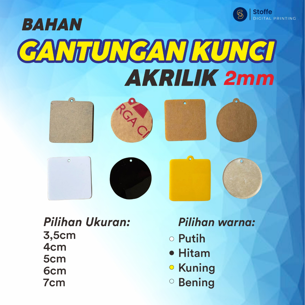 Bahan Gantungan Kunci Akrilik 2mm / Bahan Ganci Akrilik 2mm /  Bahan Ganci Akrilik 2mm