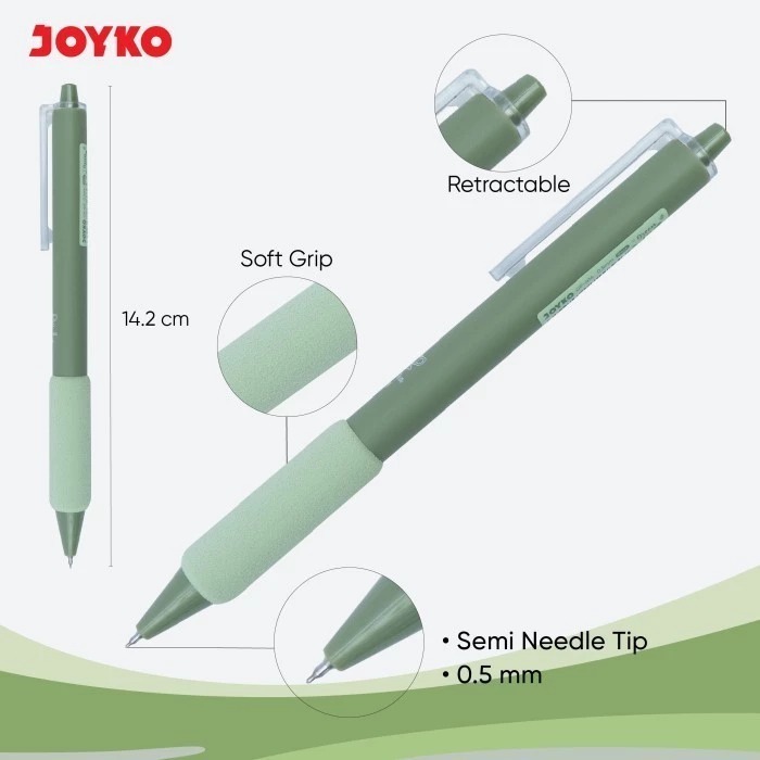 

Gel Pen Pulpen Pena Joyko GP-414 Green Tea Day 0.5 mm