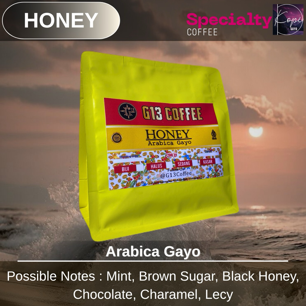 

Kopi Gayo Honey Process Arabica Specialty Coffee Aceh Arabika Roasted Bean Biji / Bubuk 1 Kg