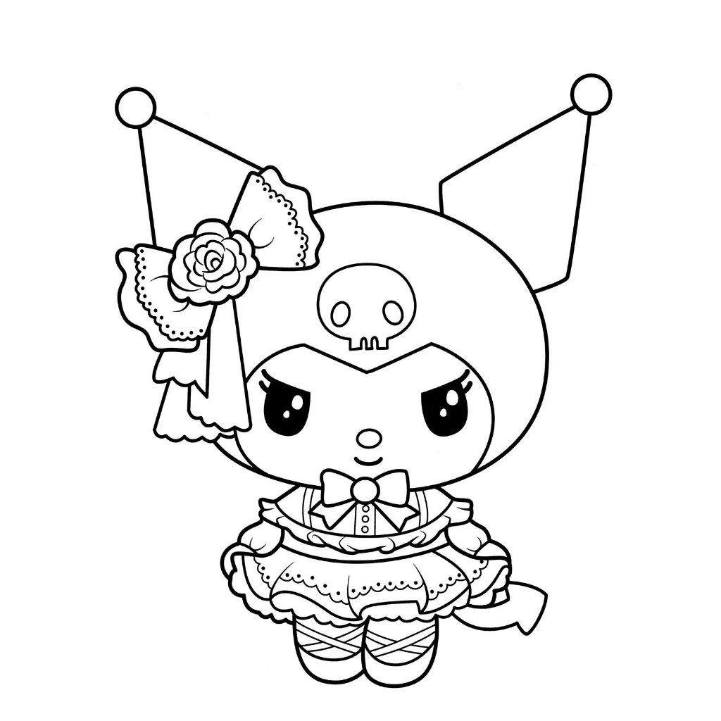 

10 lembar sketsa mewarnai kuromi melukis anak TK dan SD