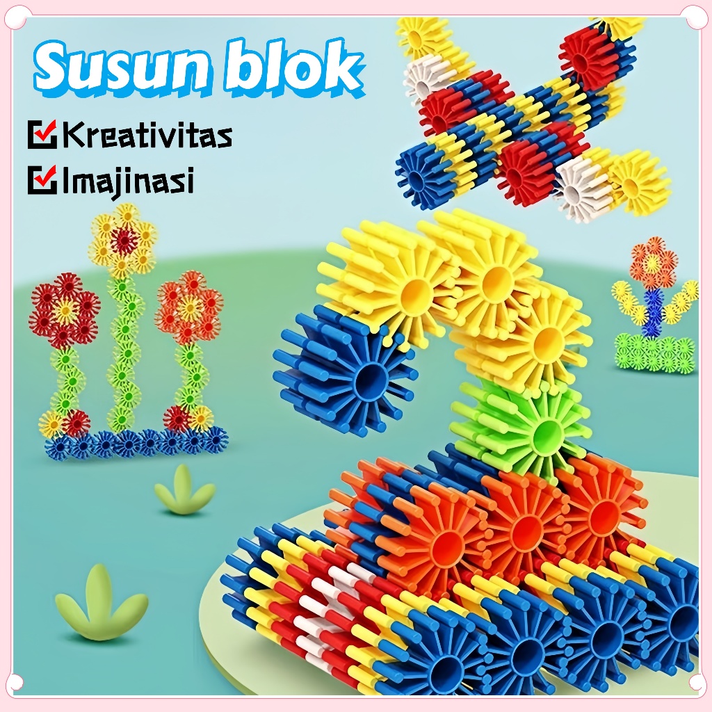 [120pcs] Diy Balok Susun/Mainan Edukasi Anak/Permainan Desktop Anak-Anak/Pendidikan Awal Bricks/Main