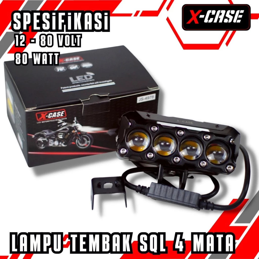 Lampu Tembak Sorot X-CASE SQL 4 Mata Led 60Watt Foglamp SQL 4 Mata Led Lampu Tembak Foglamp 60Watt U
