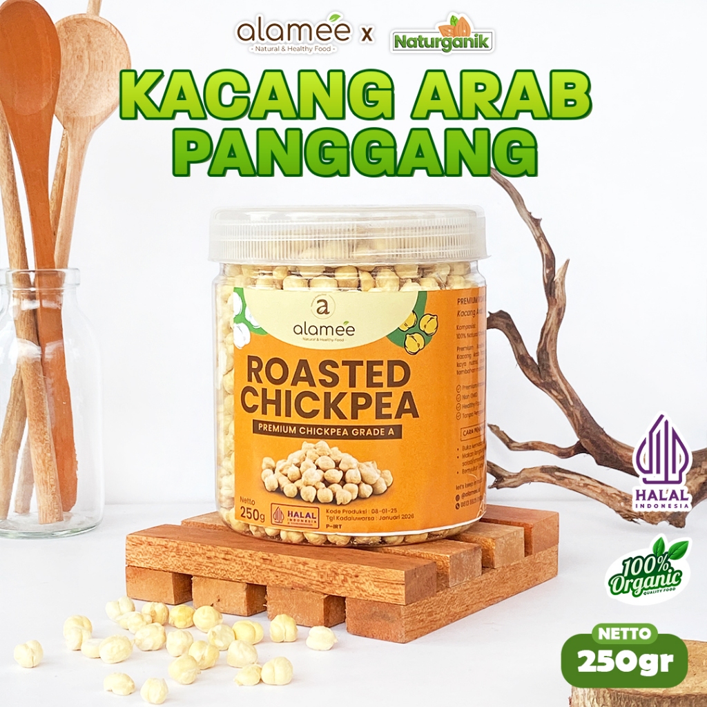 

ALAMEE Kacang Arab Panggang Roasted Chikpea Kacang Adas Matang Siap Makan PREMIUM 250gr Naturganik