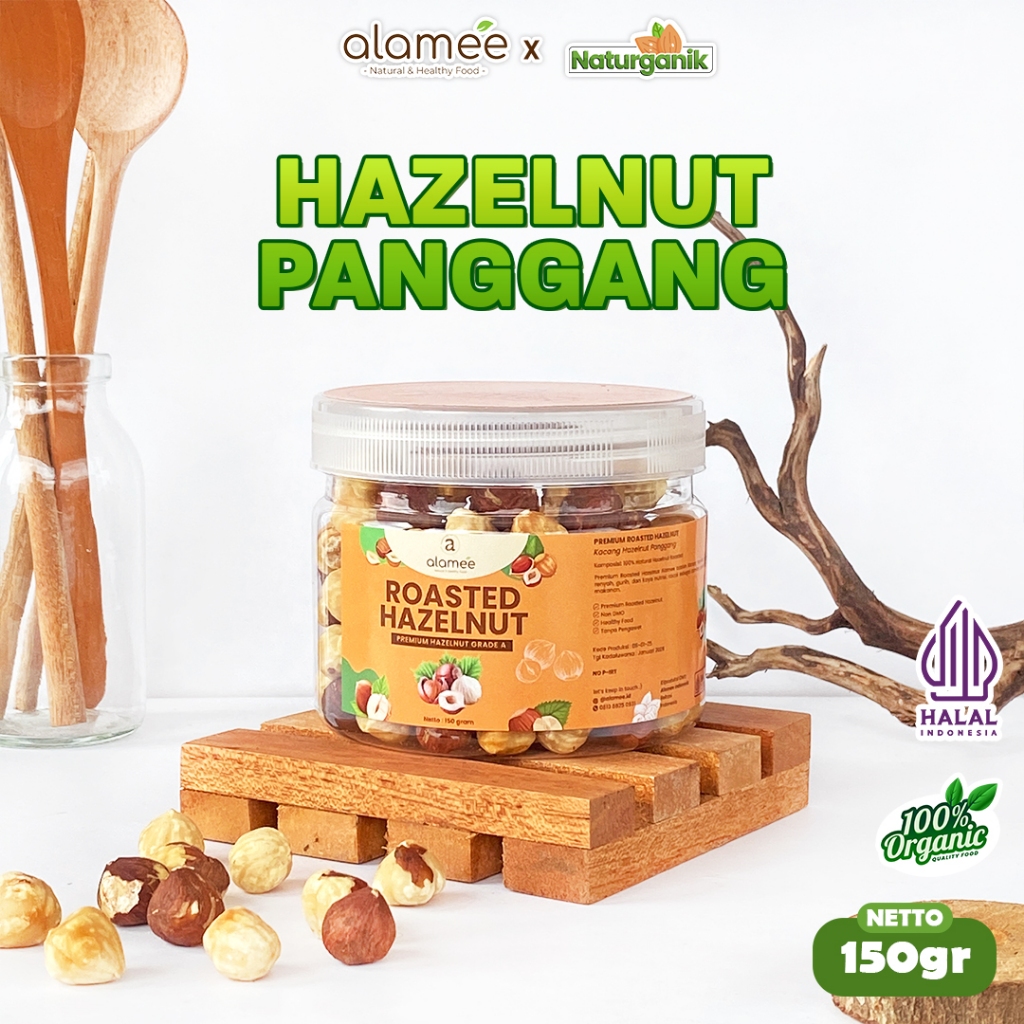 

ALAMEE Kacang Hazelnut Panggang Hazelnut Roasted Cemilan Sehat Rendah Kalori 150gr Naturganik