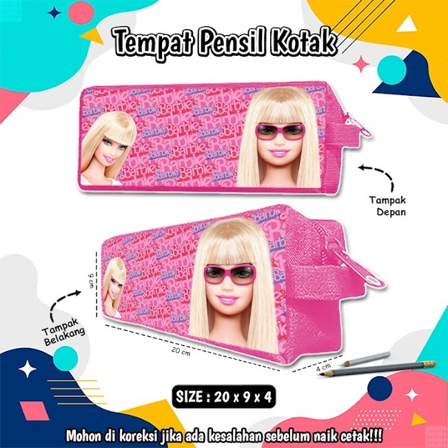 

Tempat pensil kotak panjang tempat make up serbaguna / dompet alat tulis motif barbie
