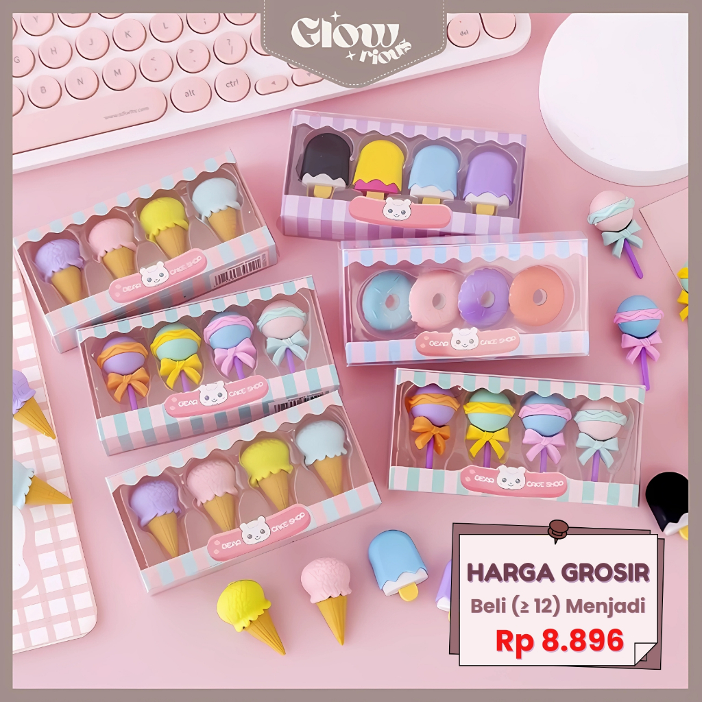 

GR Penghapus 4 Pcs / Set Lucu Bentuk Es Krim Karet Hapus Lolipop Donat Pensil Karakter Sweet LG-20