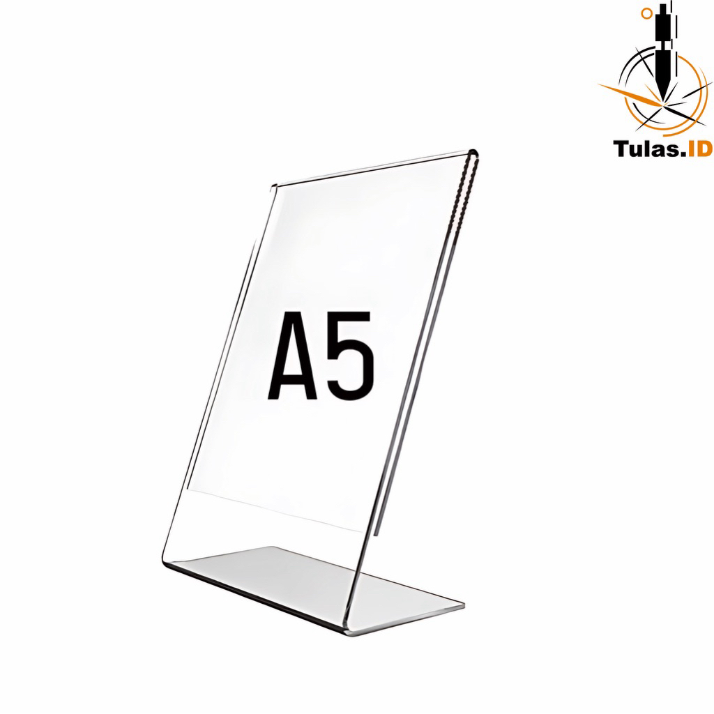 

Akrilik Tempat Brosur A5 / Acrylic Tent Card Holder Stand 2 sisi A5 Type L