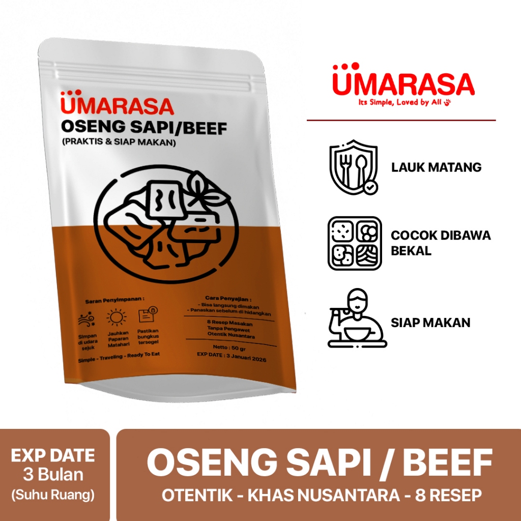 

Lauk Oseng Sapi Siap Makan Ready to Eat Lauk Bekal Instan Tahan Lama Simpan Suhu Ruang - Awet 3 Bulan