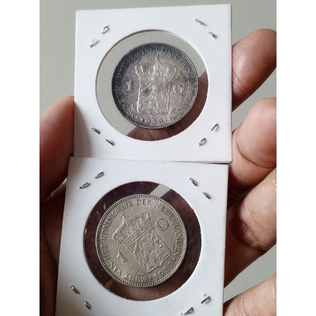 koin perak 1 Gulden Wilhelmina thn 1939 lot 2kpg