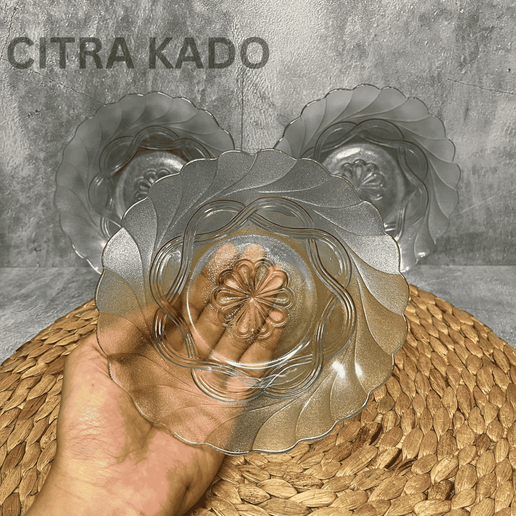 [CK] PIRING KUE KACA BUNGA KAEMA/ PIRING KACA 6 INCHI/PIRING BENING