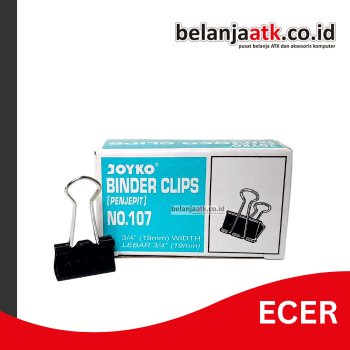 

[ECER] Binder Clip/Penjepit Kertas Joyko No. 107 Ukuran 19 mm (3/4 Inch)
