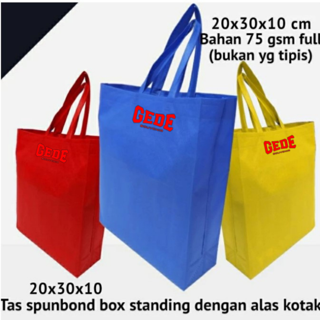 

GEDE Spunbond Goodie Bag /Tas Belanja Model Tali Handle Lipat Samping/ HLS /Kantong Kain