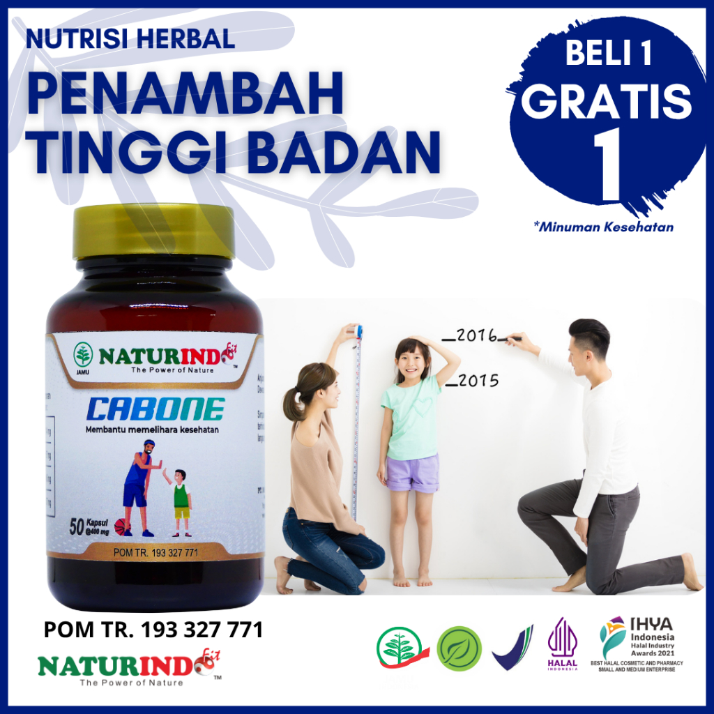 NATURINDO CABONE Obat Herbal Sakit Gigi Berlubang Nutrisi Tulang Keropos Osteoporosis Peninggi Badan