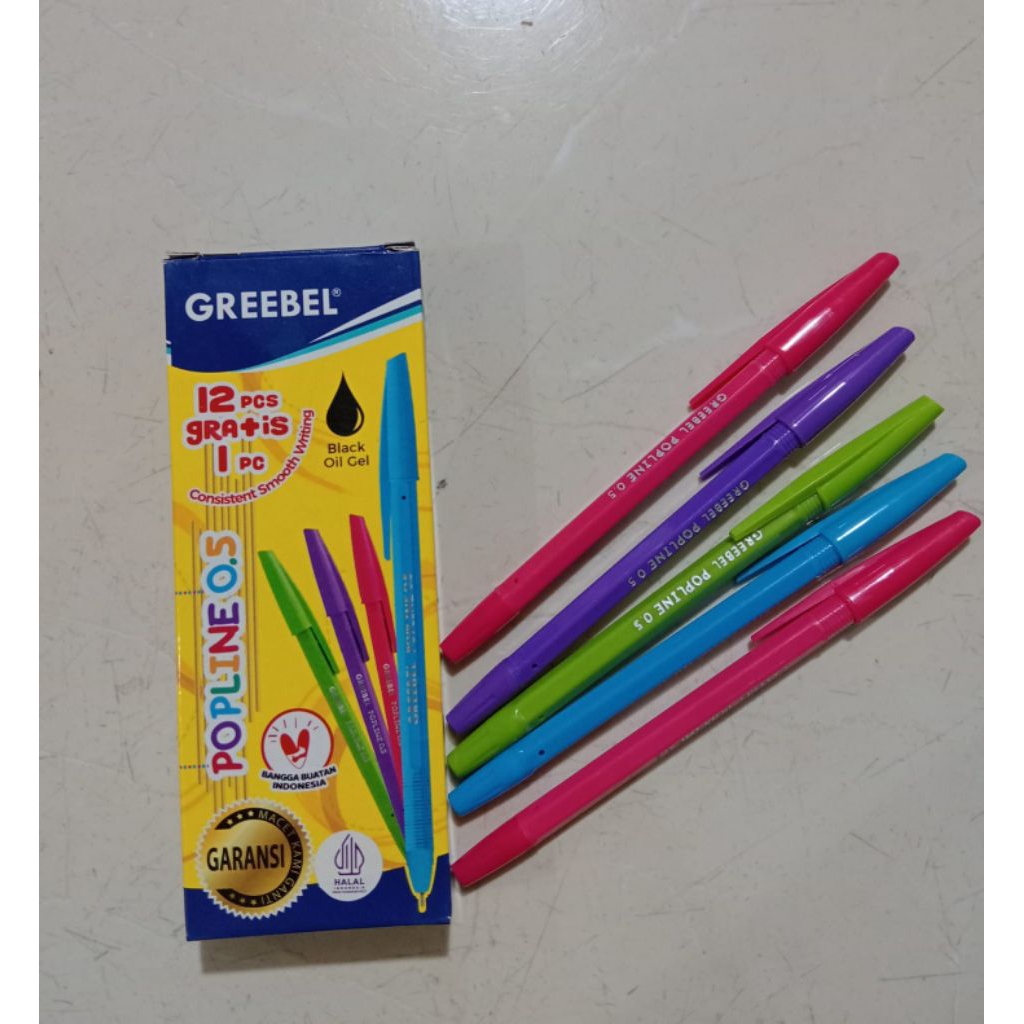 

pulpen GREEBEL POPLINE 0,5mm 1 pack isi 12 +1