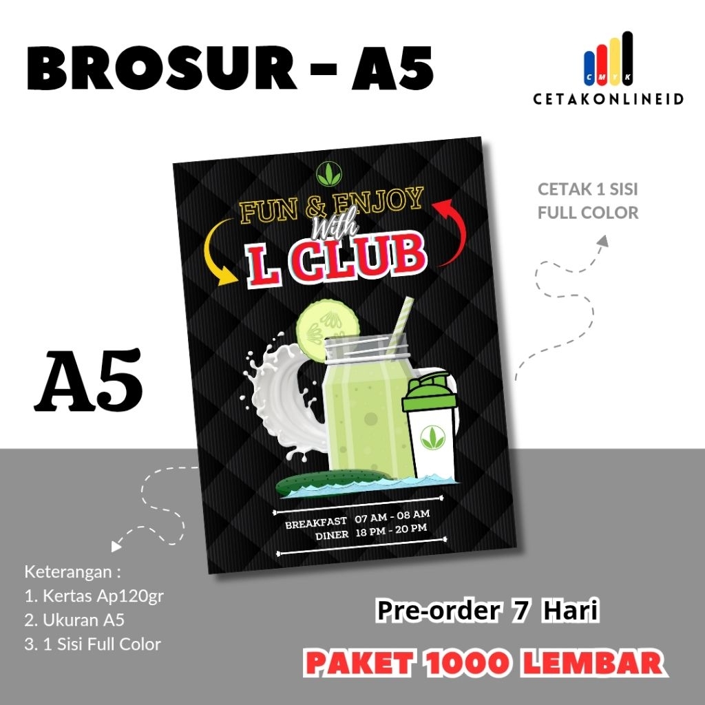 

(PAKET 1000 LEMBAR) Brosur A5 Cetak 1 Sisi