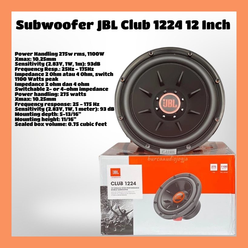 Subwoofer JBL Club 1224 12 Inch JBL Club 1224 1100 watt