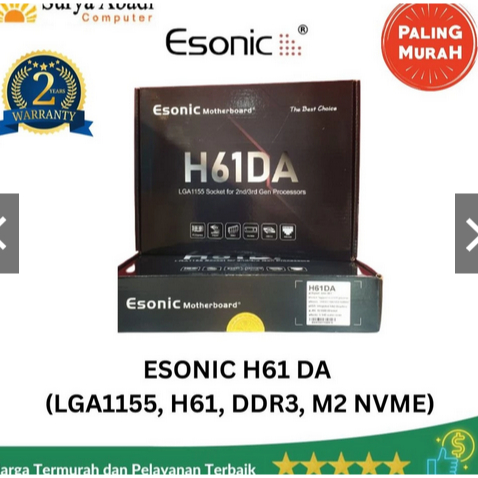 MOTHERBOARD H61 | MOTHERBOARD ESONIC H61 DA (LGA1155, H61, DDR3, M2 NVME) TERMURAH