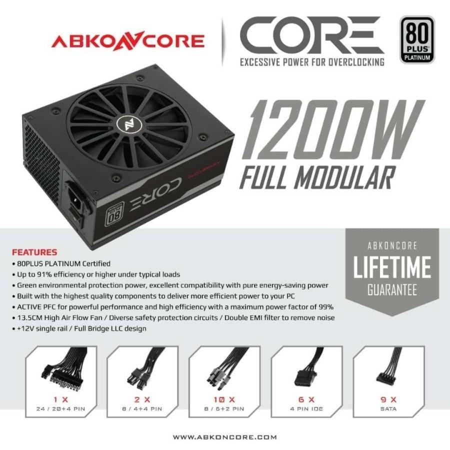 ABKONCORE Core 1200W 80+ Platinum Full Modular Power Supply PSU 80 Plus