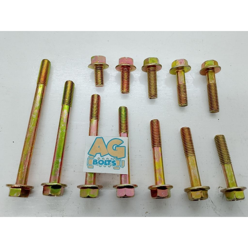 Baut Flange M8 ( Baut 12an ) Kuning Panjang 15 s/d 100 mm Kunci 12