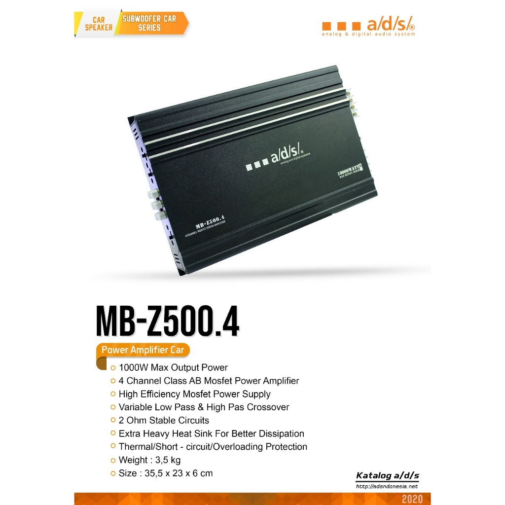 CAR SPEAKER SUBWOOFER ADS CAR SERIES MB-Z500.4 ACHANNEL MOST POWER AMPLIFIER