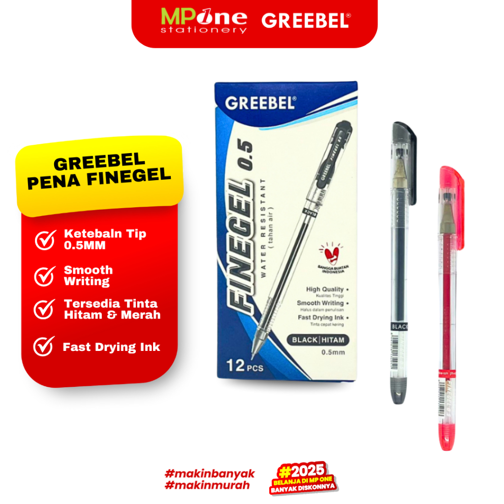 

PULPEN GREEBEL FINE GEL / GREEBEL PENA GEL BOLPEN 0,5 TINTA MERAH - HITAM (Min order 2 PCS)
