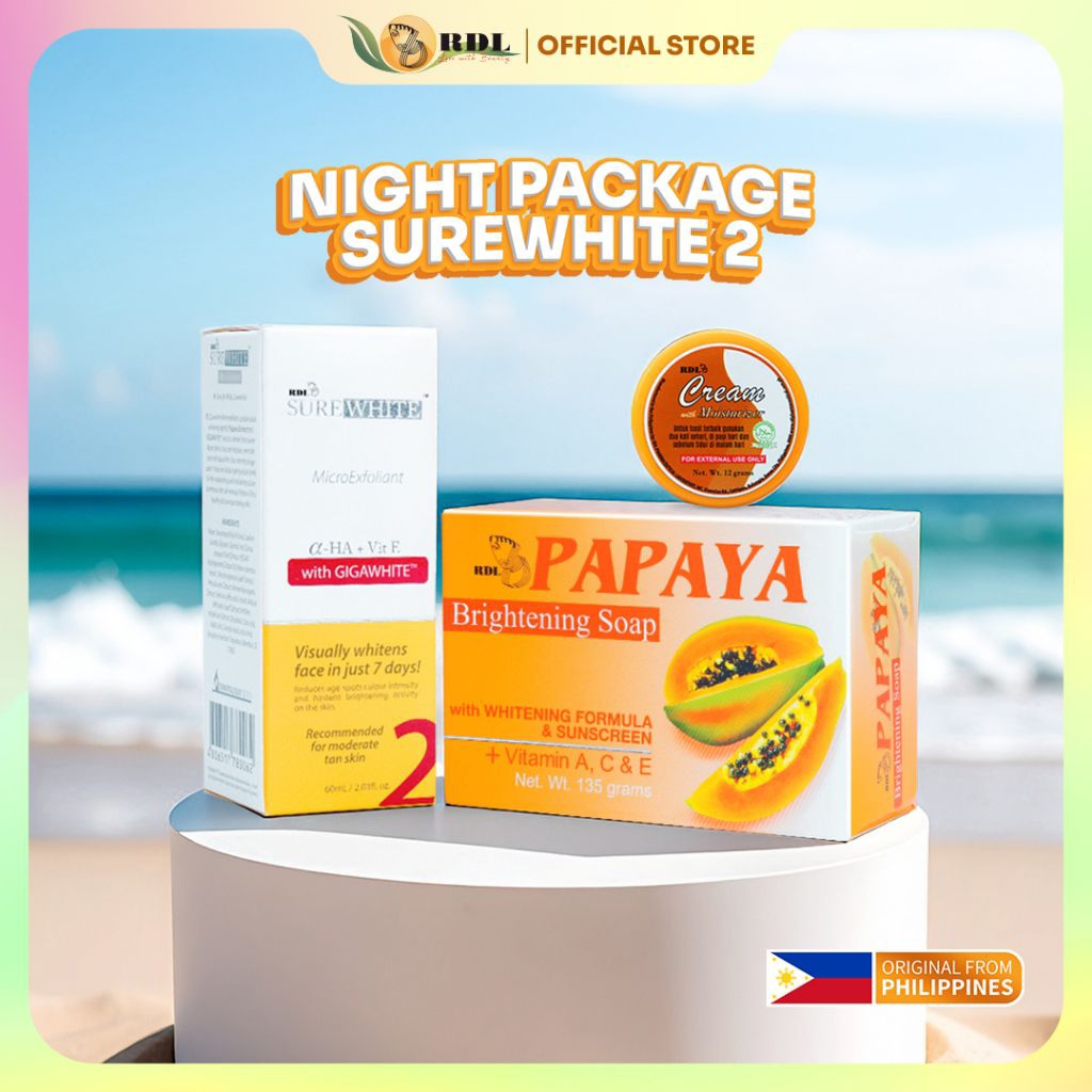 Paket Skincare Malam Surewhite 02 Night Package Eksfoliasi Wajah Memperbaiki Kulit Sawo Matang brunt