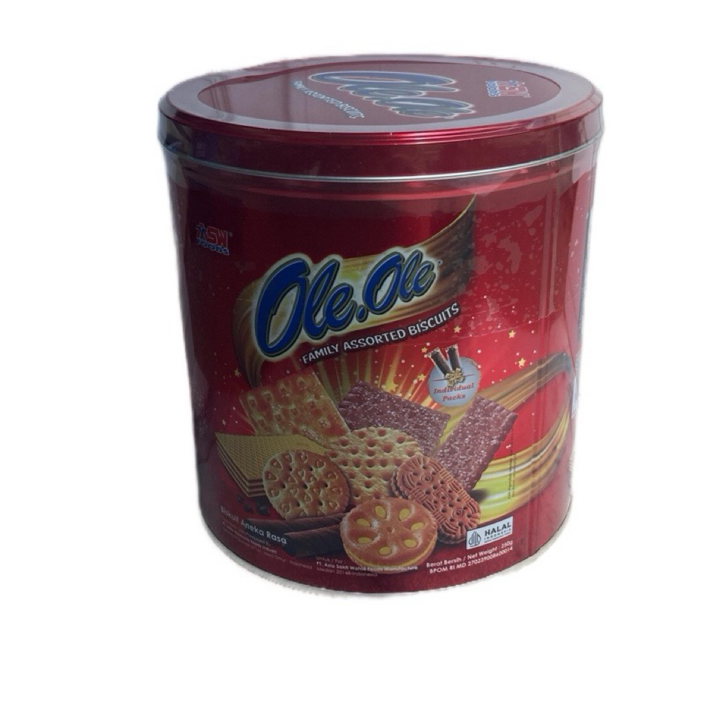OLE OLE FAMILY ASSORTED BISCUITS 250 GR-Assorted Biscuits Kaleng Merk OLE-OLE