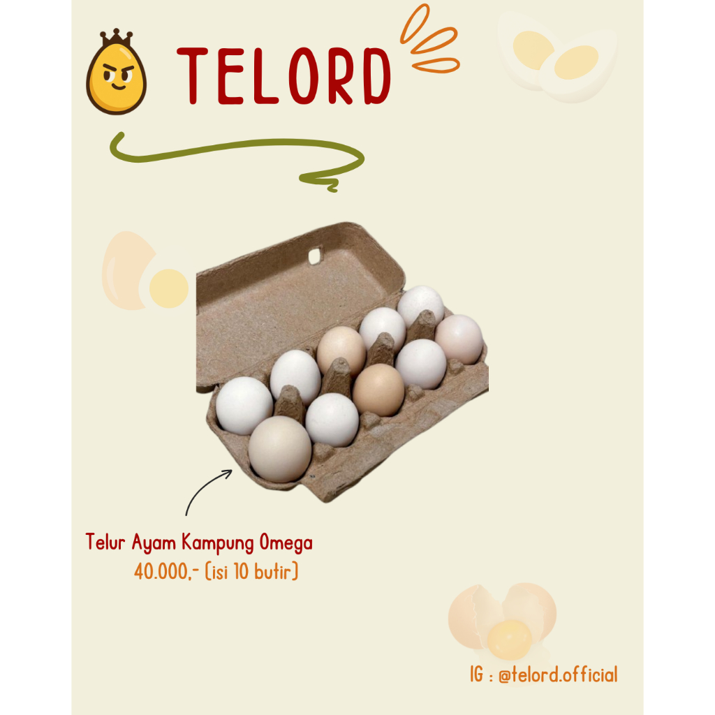 

Telur Ayam Kampung Omega‑3 Isi 10 Butir – DHA & EPA Alami, Segar & Bergizi, Bebas Antibiotik