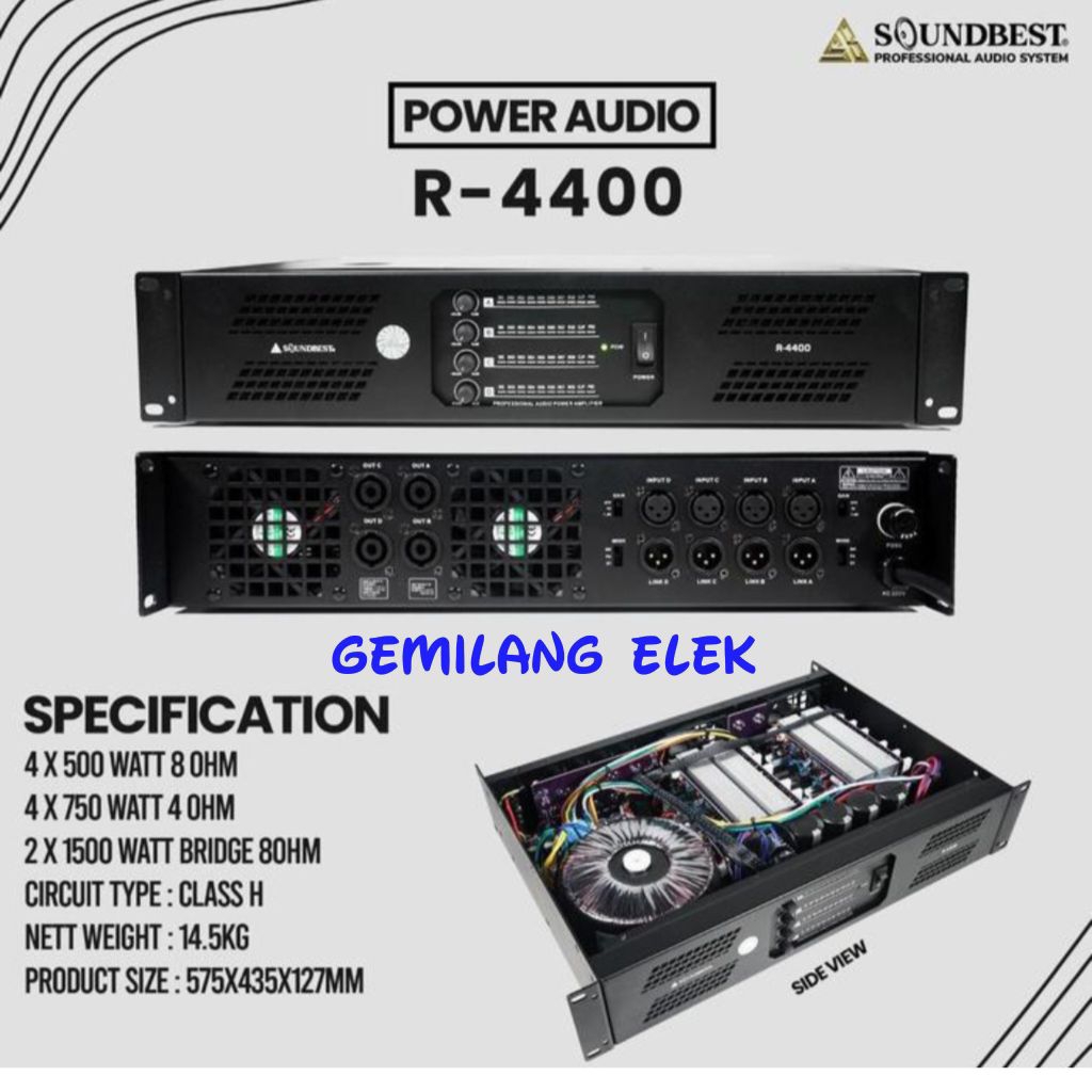Power Amplifier SOUNDBEST R 4400 Class H 4 Channel
