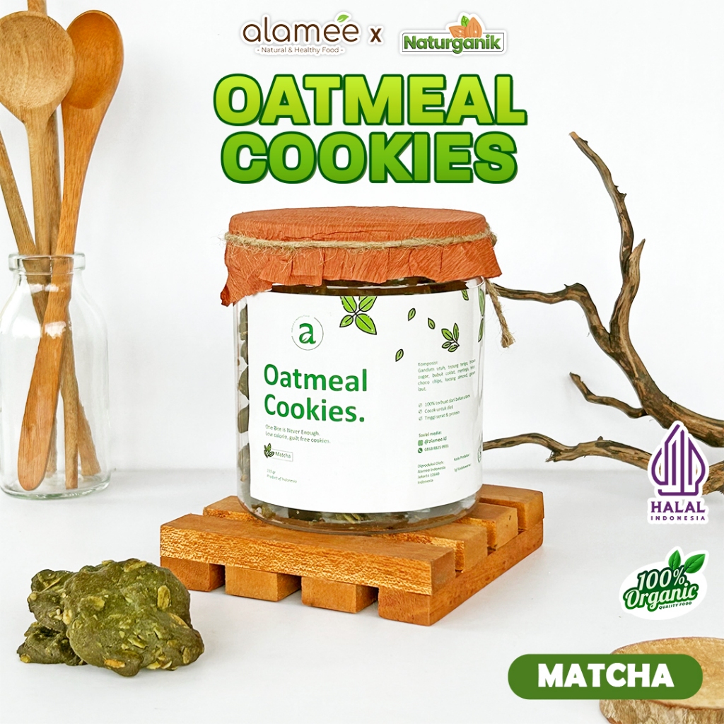 

ALAMEE Cookies Oatmeal Cemilan Sehat - Matcha Cemilan Diet Healthy Snack Oat Organik Naturganik