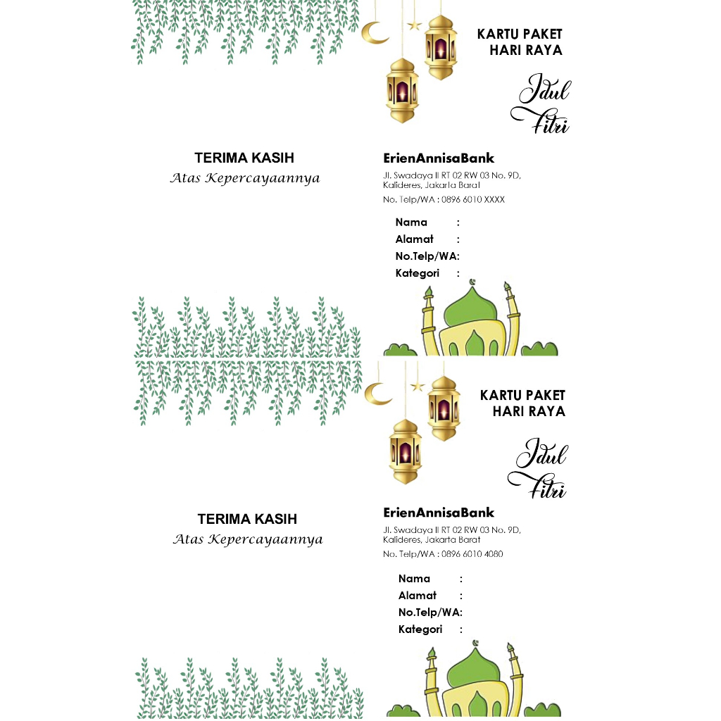 

ES88 KARTU PAKET HARI RAYA/KARTU PAKET LEBARAN