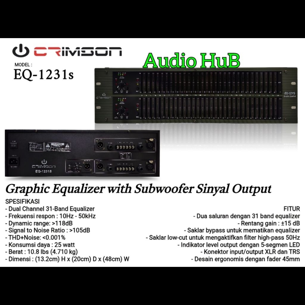 Equalizer Crimson EQ-1231s EQ1231s EQ 1231S 31 Band 2 Channel
