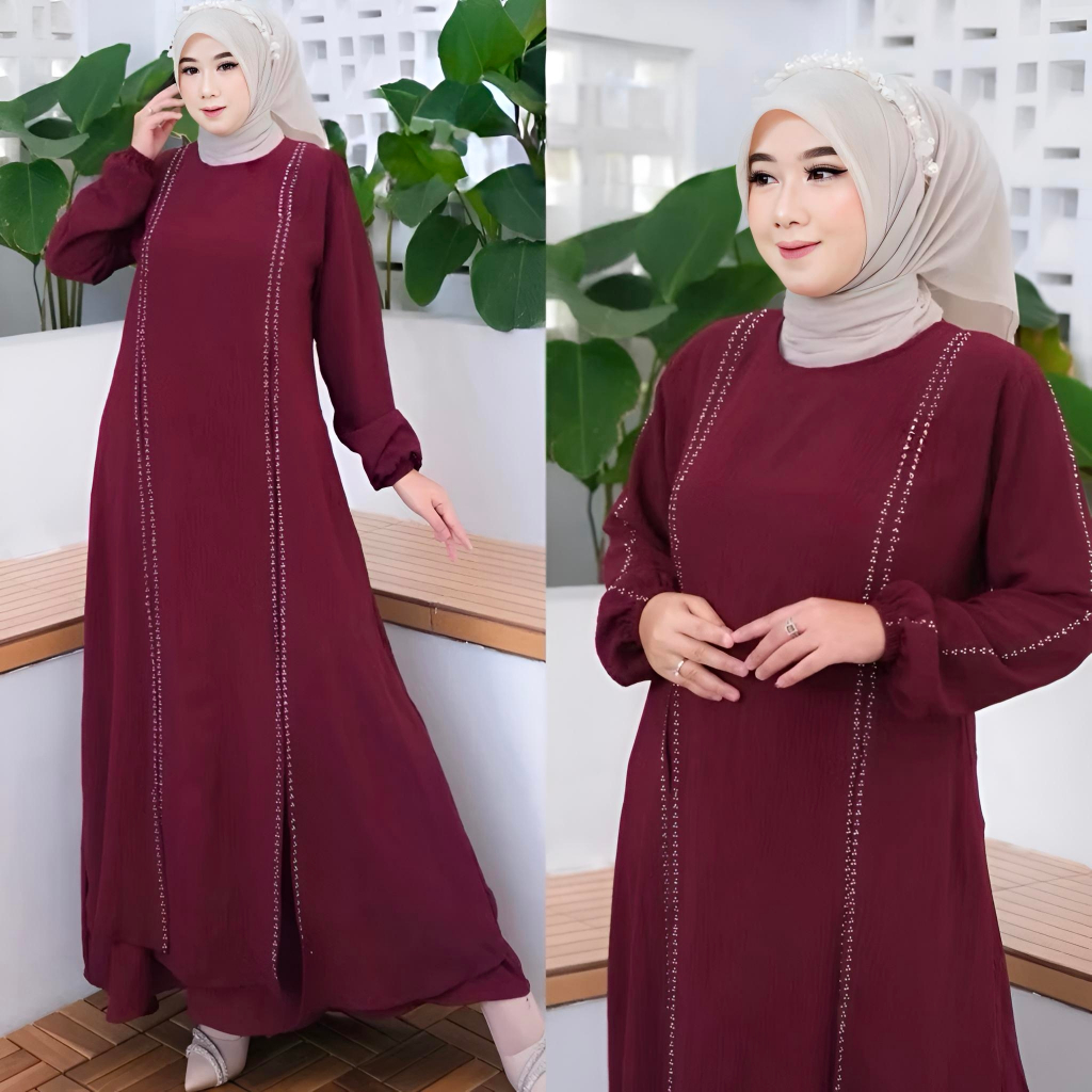Abaya Gamis Melisa Crinkle Airflow Payet swaroski