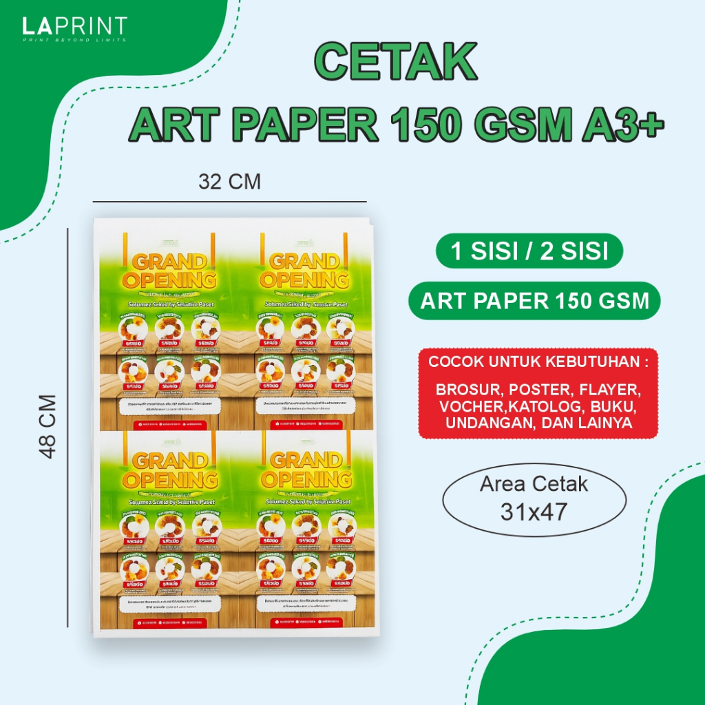 

Jasa Cetak Art Paper 150 GSM – 1/2 Sisi – Cetakan Brosur, Poster, & Flyer