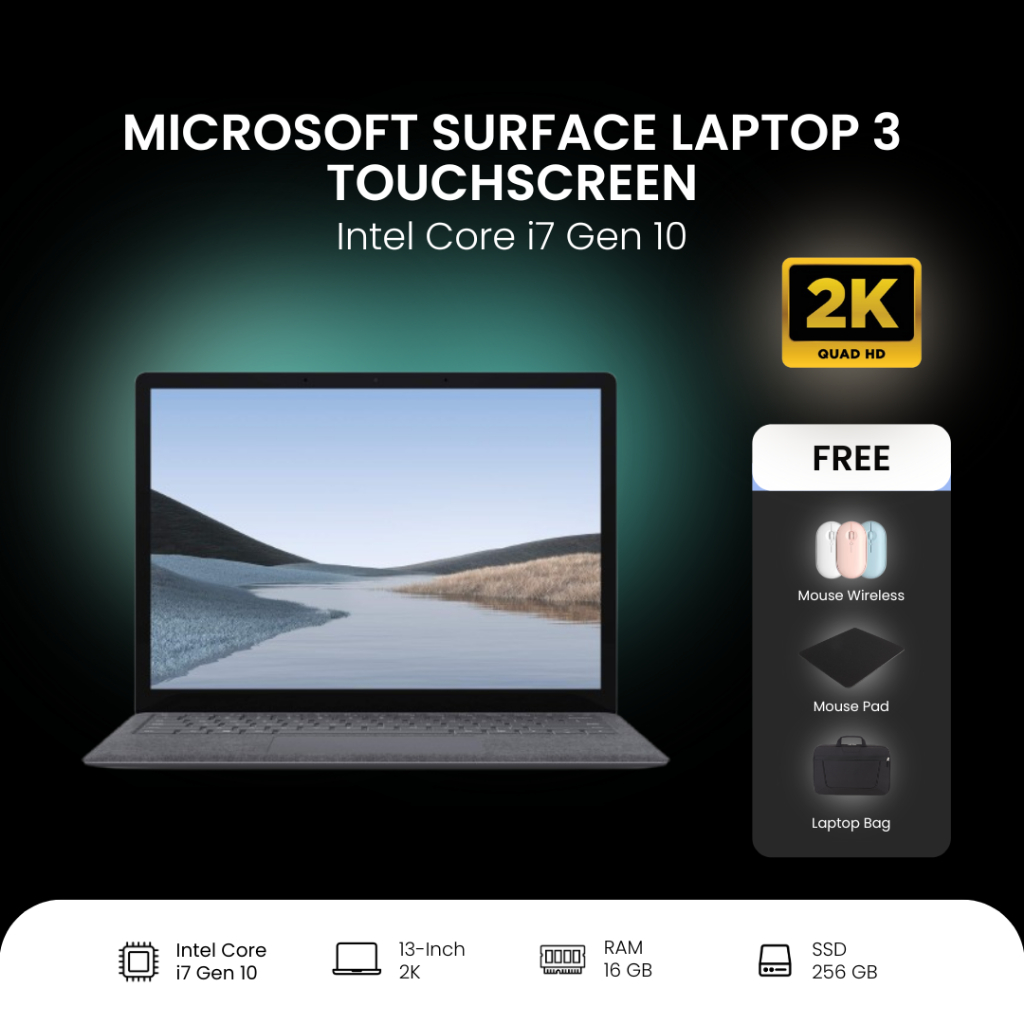 Microsoft Surface Laptop 3 | Core i7 Gen 10 1065G7 | Touchscreen | Laptop Slim Ringan