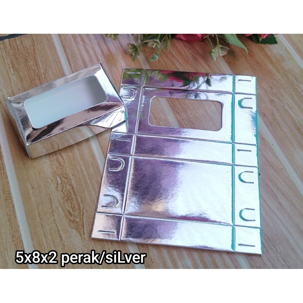 

paperbox custom 5x8x2/kotak dus craft/silver metalic