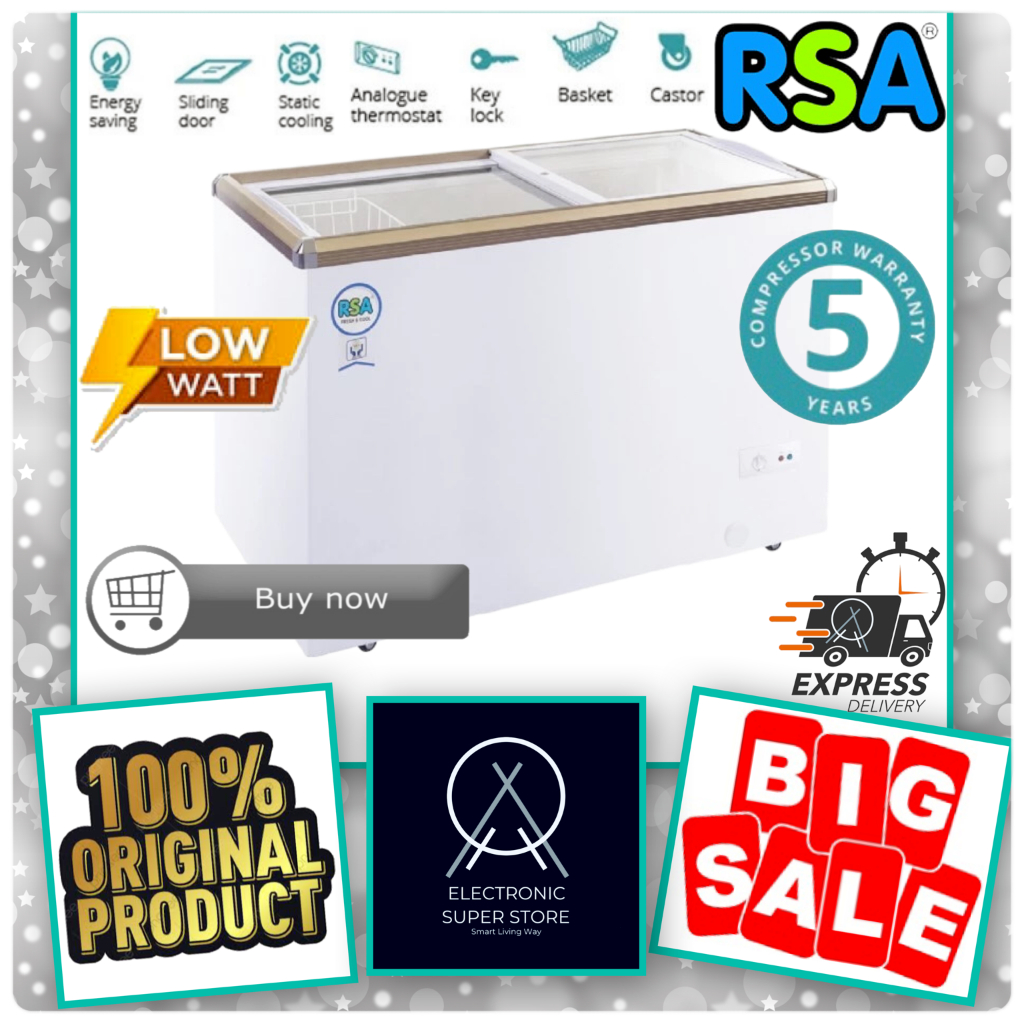 RSA CHEST FREEZER SLIDING KACA XS-200 XS200 XS 200 FAST FREEZING SUPER LOW WATT FREEZER SLIDING KACA