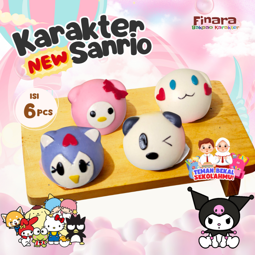 

Bakpao Karakter Frozen Finara New Sanrio Kuromi Isi 6 Pcs Cemilan Lucu Rasa Cokelat